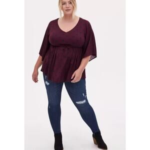 Torrid Size 1X Polka Dot Babydoll Stretch Challis Stretch Tunic Top